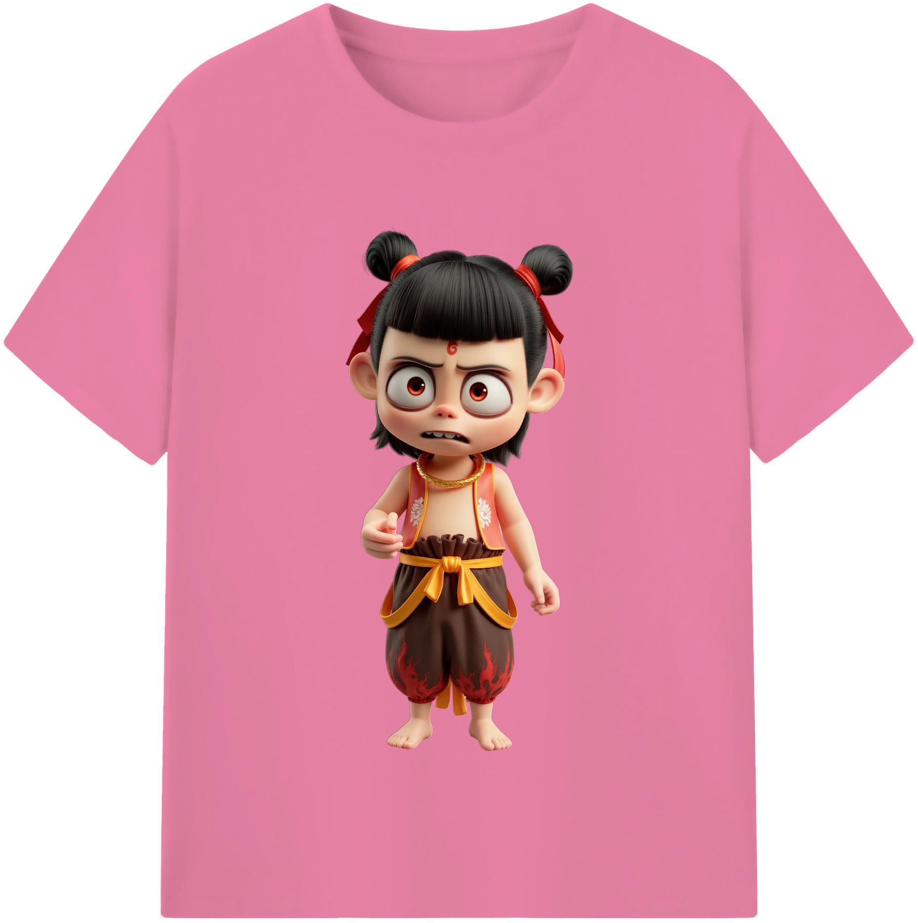 （画像用） Ne Zha 2 ナタ 魔童の大暴れ 綿100％半袖Tシャツ（フロントプリント）